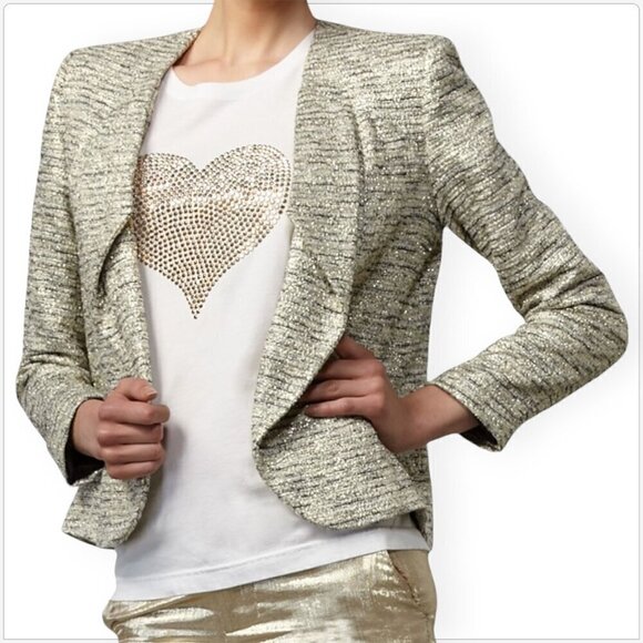 Alice + Olivia Amelia Metallic Tweed Evening Jacket Blazer $550 NEW NWT Size S